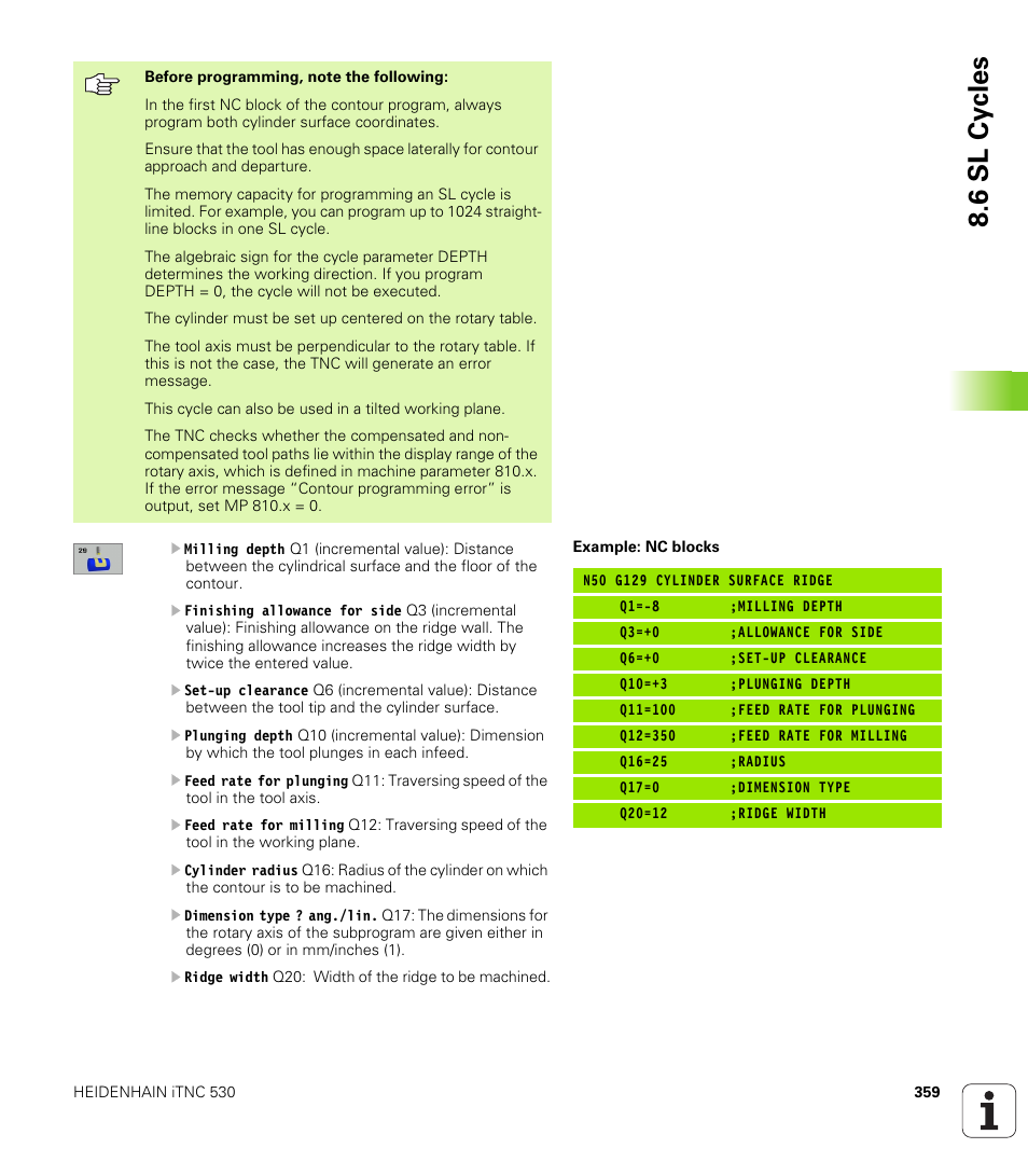 6 sl cy cles | HEIDENHAIN iTNC 530 (340 49x-01) ISO programming User Manual | Page 359 / 577