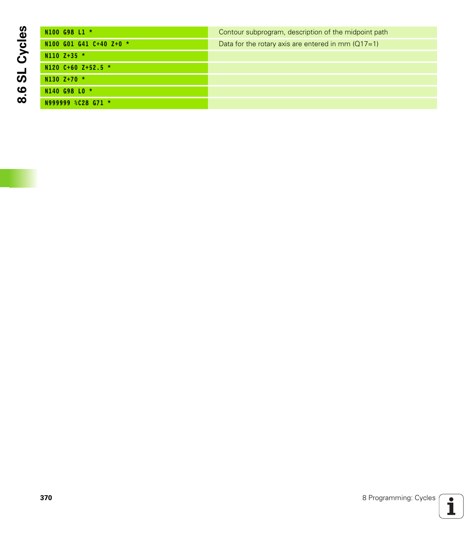 6 sl cy cles | HEIDENHAIN iTNC 530 (340 49x-01) ISO programming User Manual | Page 370 / 577