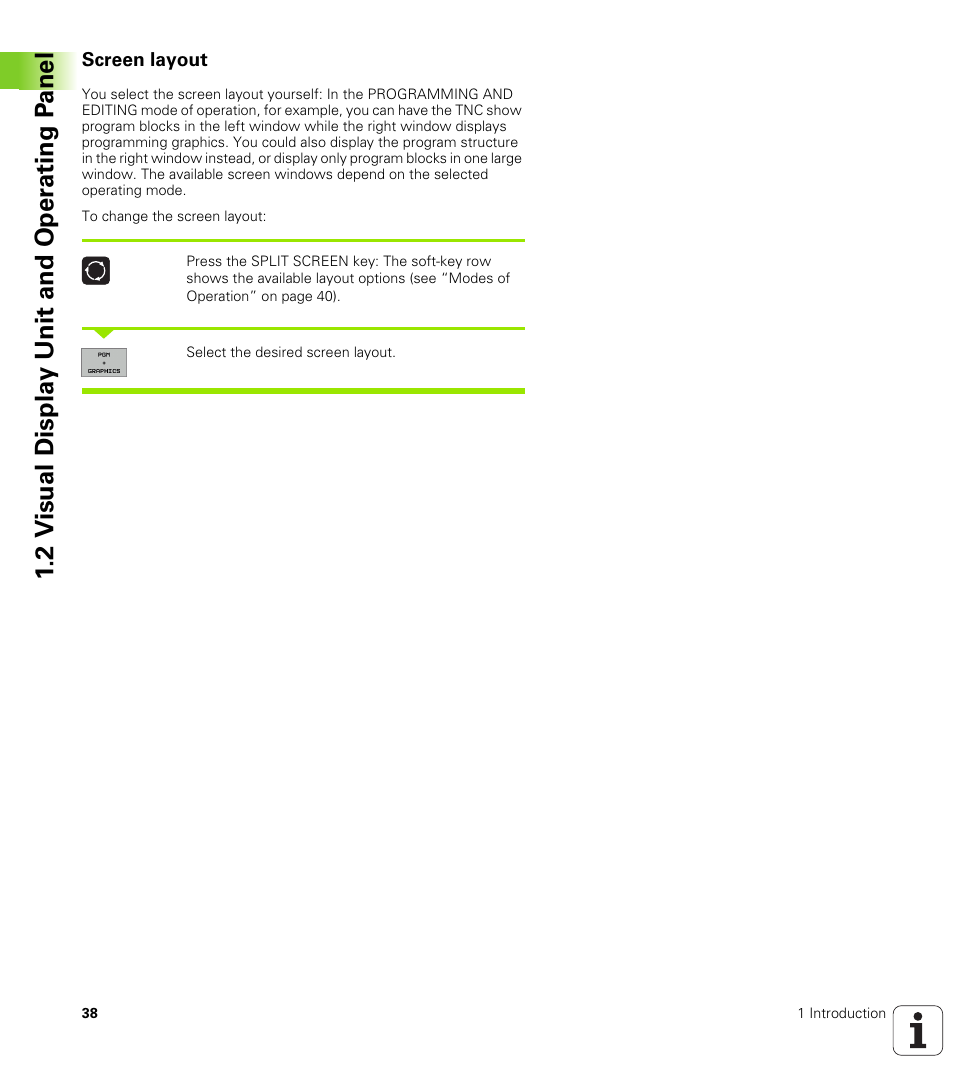 Screen layout, 2 v isual displa y unit and oper ating p a nel | HEIDENHAIN iTNC 530 (340 49x-01) ISO programming User Manual | Page 38 / 577