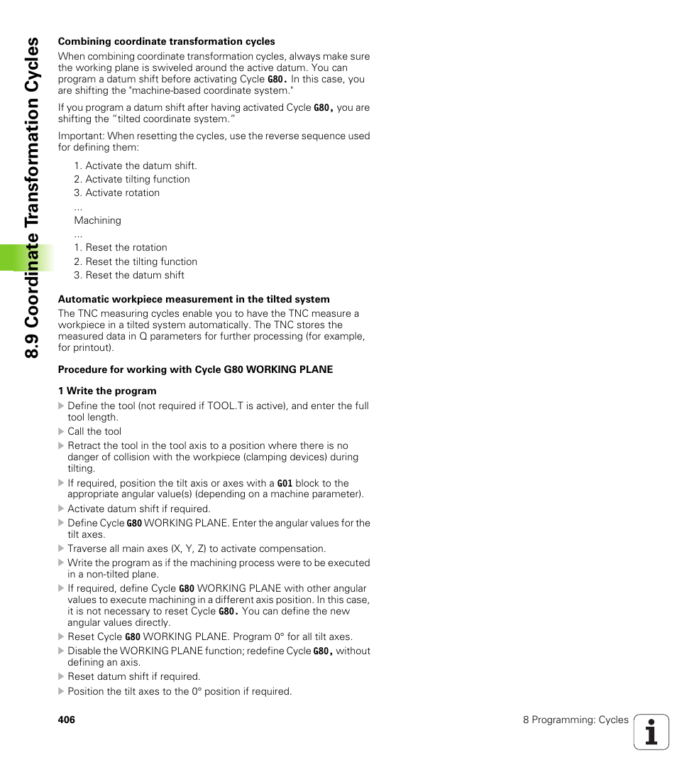 9 coor di na te t ra n s for m a ti on cy cle s | HEIDENHAIN iTNC 530 (340 49x-01) ISO programming User Manual | Page 406 / 577