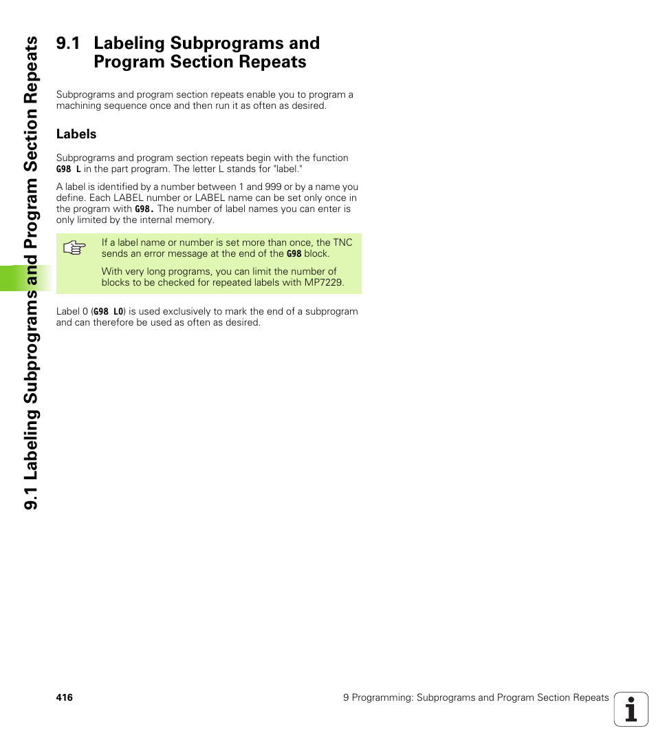 1 labeling subprograms and program section repeats, Labels | HEIDENHAIN iTNC 530 (340 49x-01) ISO programming User Manual | Page 416 / 577
