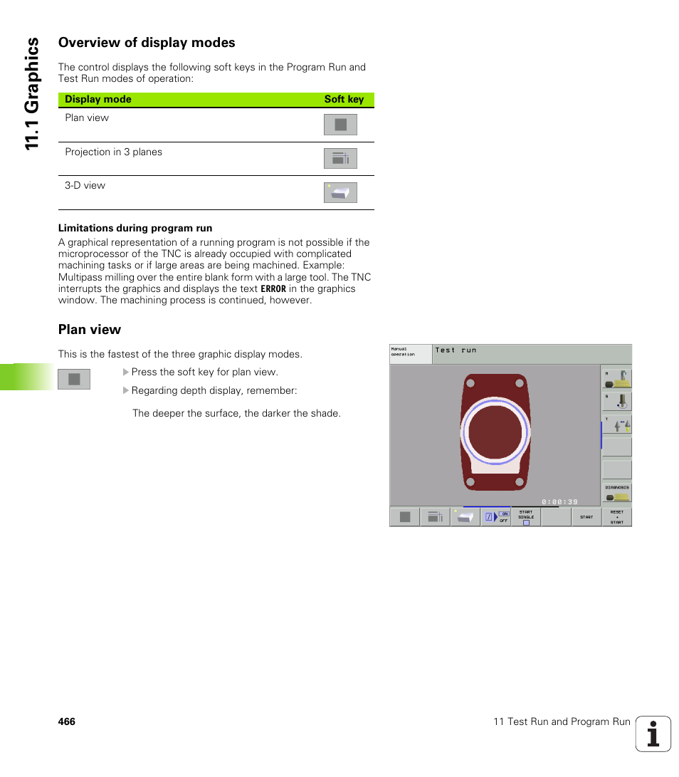 Overview of display modes, Plan view, 1 gr aphics | HEIDENHAIN iTNC 530 (340 49x-01) ISO programming User Manual | Page 466 / 577