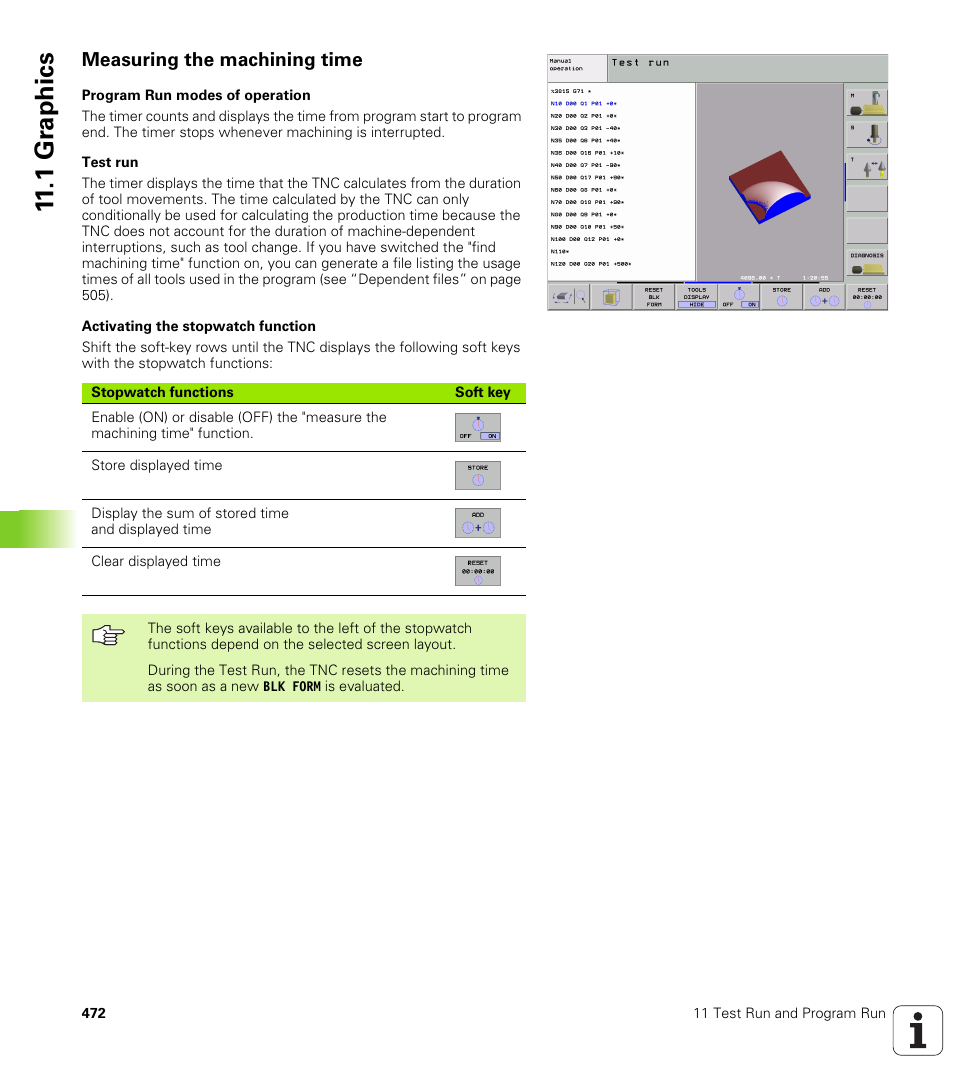 Measuring the machining time, 1 gr aphics | HEIDENHAIN iTNC 530 (340 49x-01) ISO programming User Manual | Page 472 / 577