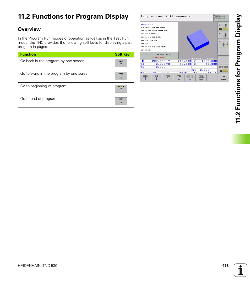 2 functions for program display, Overview | HEIDENHAIN iTNC 530 (340 49x-01) ISO programming User Manual | Page 473 / 577