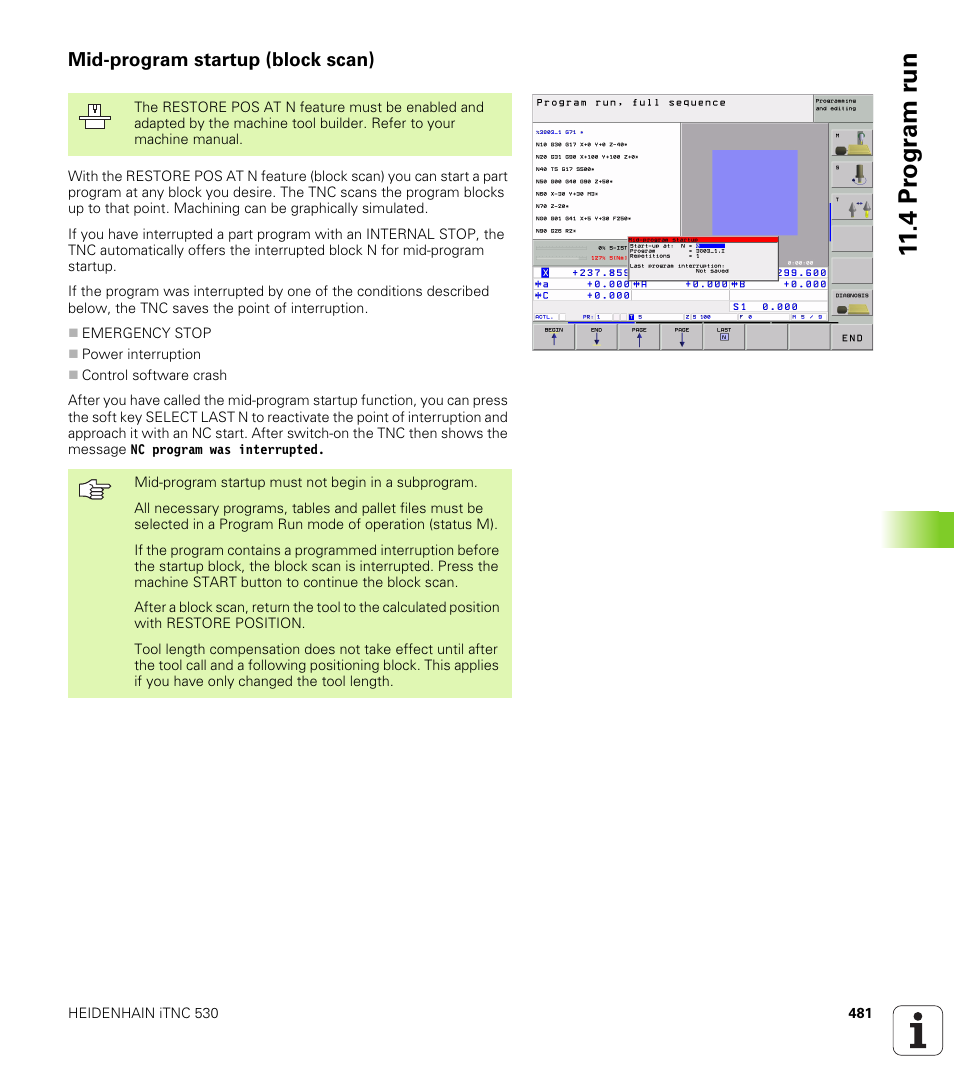 Mid-program startup (block scan), 4 pr ogr am r u n | HEIDENHAIN iTNC 530 (340 49x-01) ISO programming User Manual | Page 481 / 577