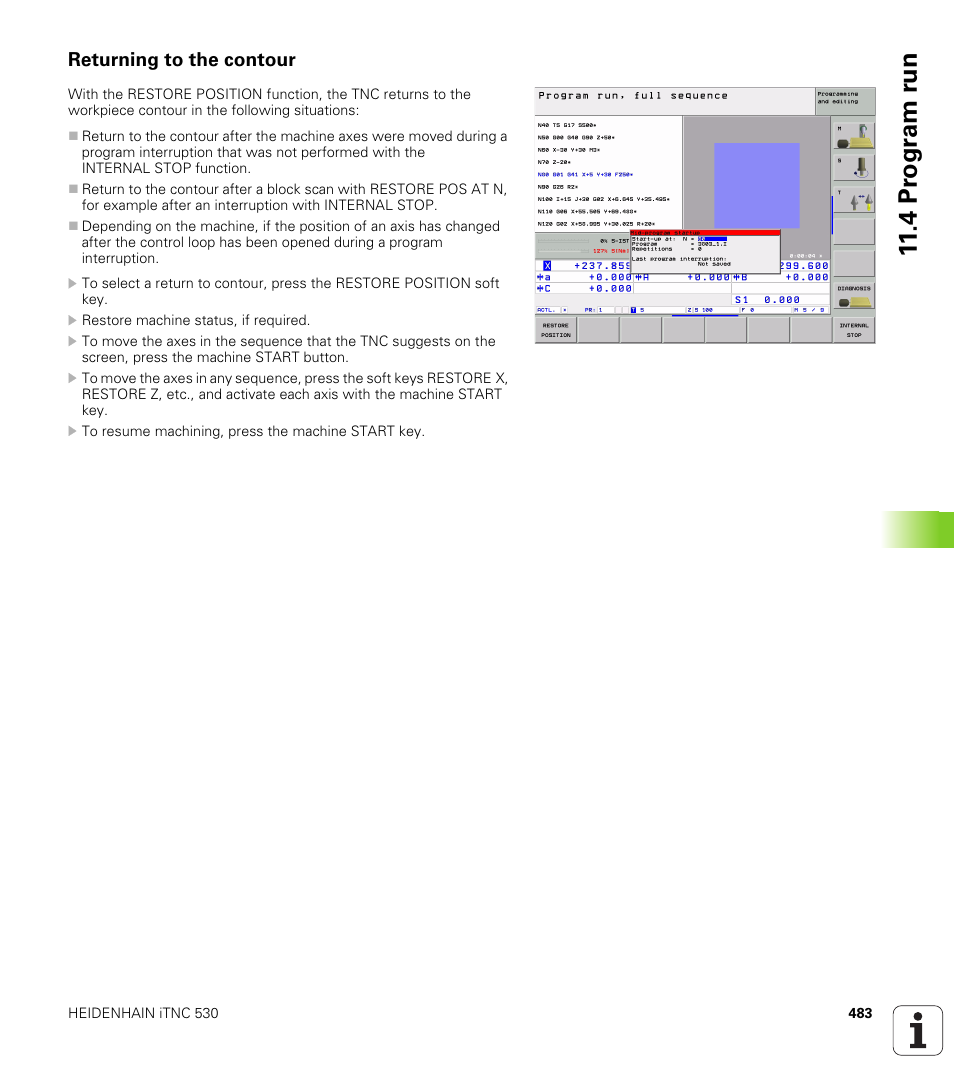 Returning to the contour, 4 pr ogr am r u n | HEIDENHAIN iTNC 530 (340 49x-01) ISO programming User Manual | Page 483 / 577