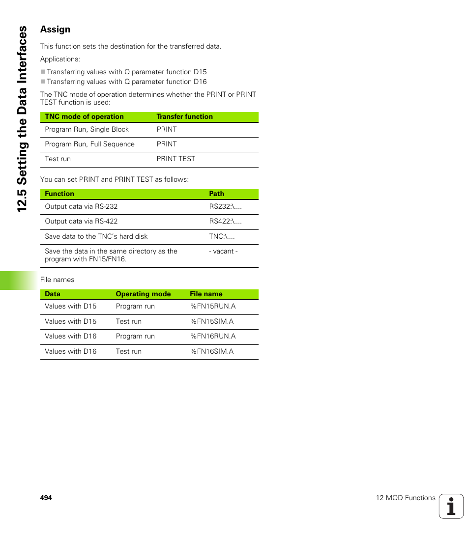 Assign, 5 set ting the d a ta int e rf aces | HEIDENHAIN iTNC 530 (340 49x-01) ISO programming User Manual | Page 494 / 577