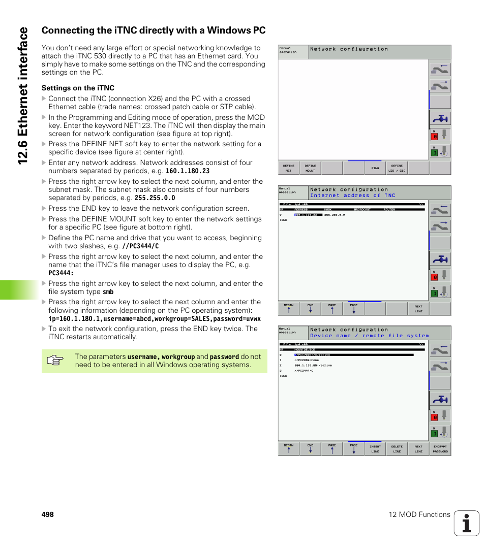 Connecting the itnc directly with a windows pc, 6 ether n et int e rf ace | HEIDENHAIN iTNC 530 (340 49x-01) ISO programming User Manual | Page 498 / 577