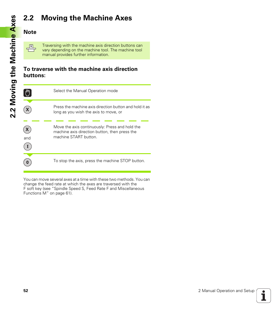 2 moving the machine axes, Note | HEIDENHAIN iTNC 530 (340 49x-01) ISO programming User Manual | Page 52 / 577