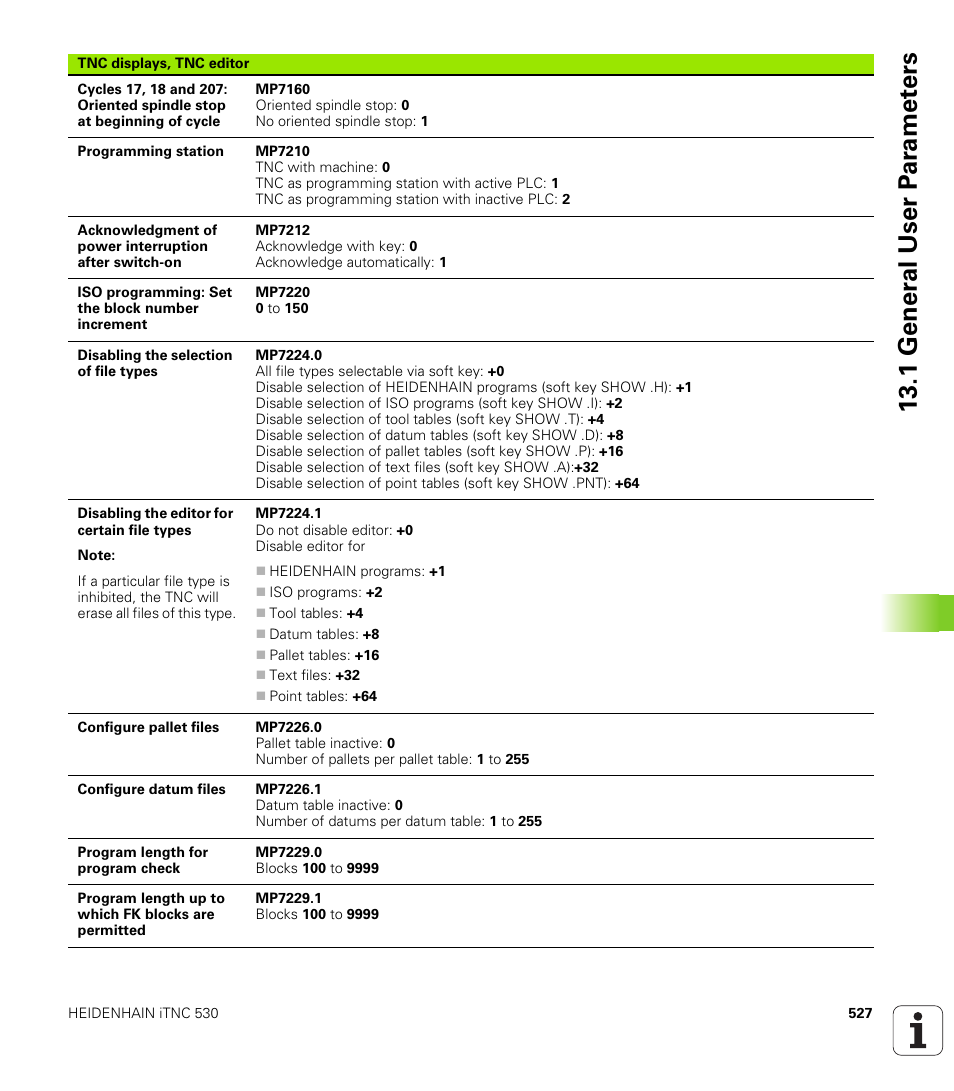 1 gener a l user p a ra met e rs | HEIDENHAIN iTNC 530 (340 49x-01) ISO programming User Manual | Page 527 / 577