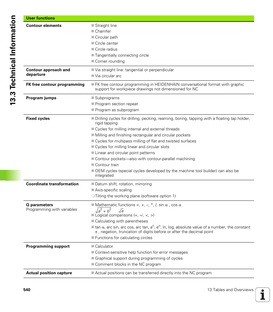 3 t e c hnical inf o rm ation | HEIDENHAIN iTNC 530 (340 49x-01) ISO programming User Manual | Page 540 / 577