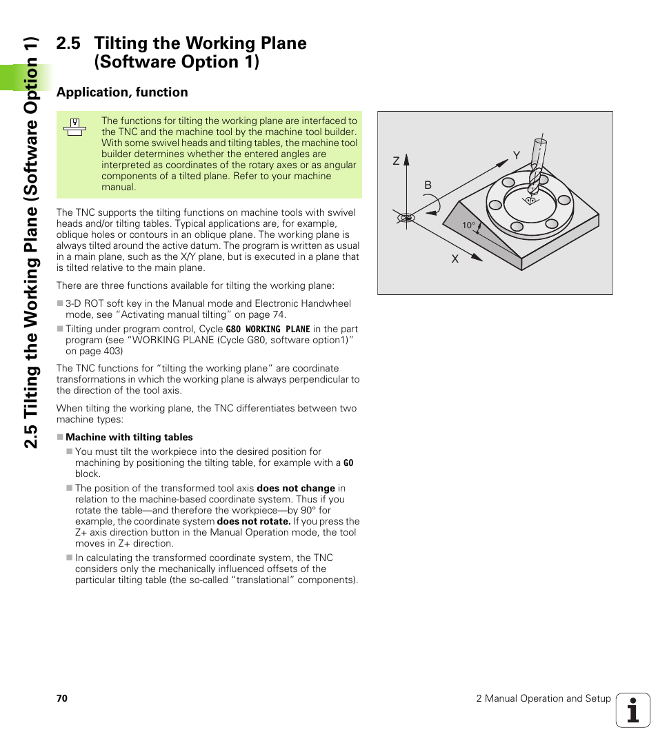 5 tilting the working plane (software option 1), Application, function | HEIDENHAIN iTNC 530 (340 49x-01) ISO programming User Manual | Page 70 / 577