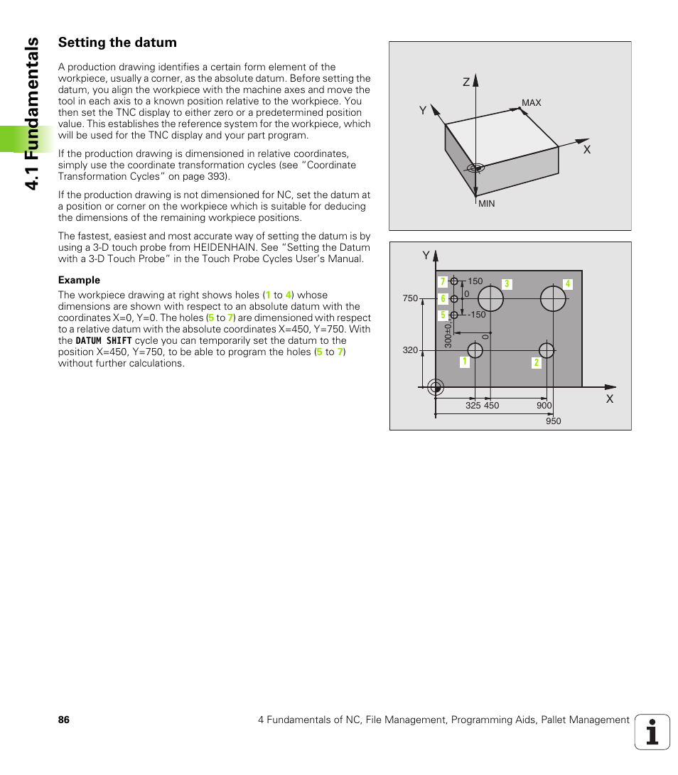 Setting the datum, 1 f undamentals | HEIDENHAIN iTNC 530 (340 49x-01) ISO programming User Manual | Page 86 / 577