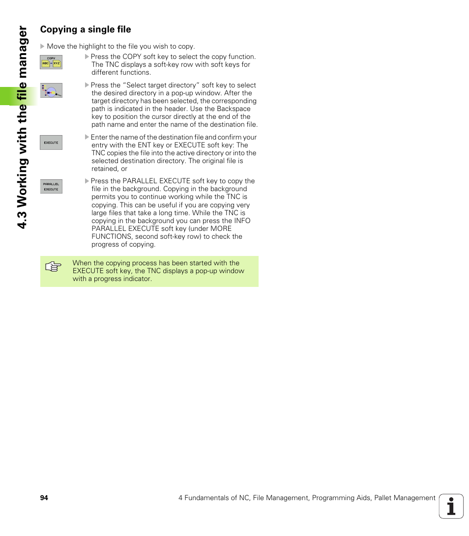 Copying a single file, Copy (and convert) individual files, Select target directory | 3 w o rk ing with the file manag e r | HEIDENHAIN iTNC 530 (340 49x-01) ISO programming User Manual | Page 94 / 577