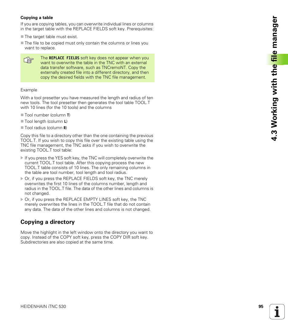 Copying a directory, 3 w o rk ing with the file manag e r | HEIDENHAIN iTNC 530 (340 49x-01) ISO programming User Manual | Page 95 / 577
