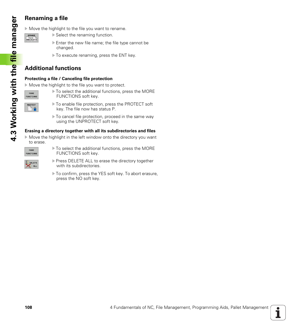 Renaming a file, Additional functions, 3 w o rk ing with the file manag e r | HEIDENHAIN iTNC 530 (340 49x-02) User Manual | Page 108 / 689