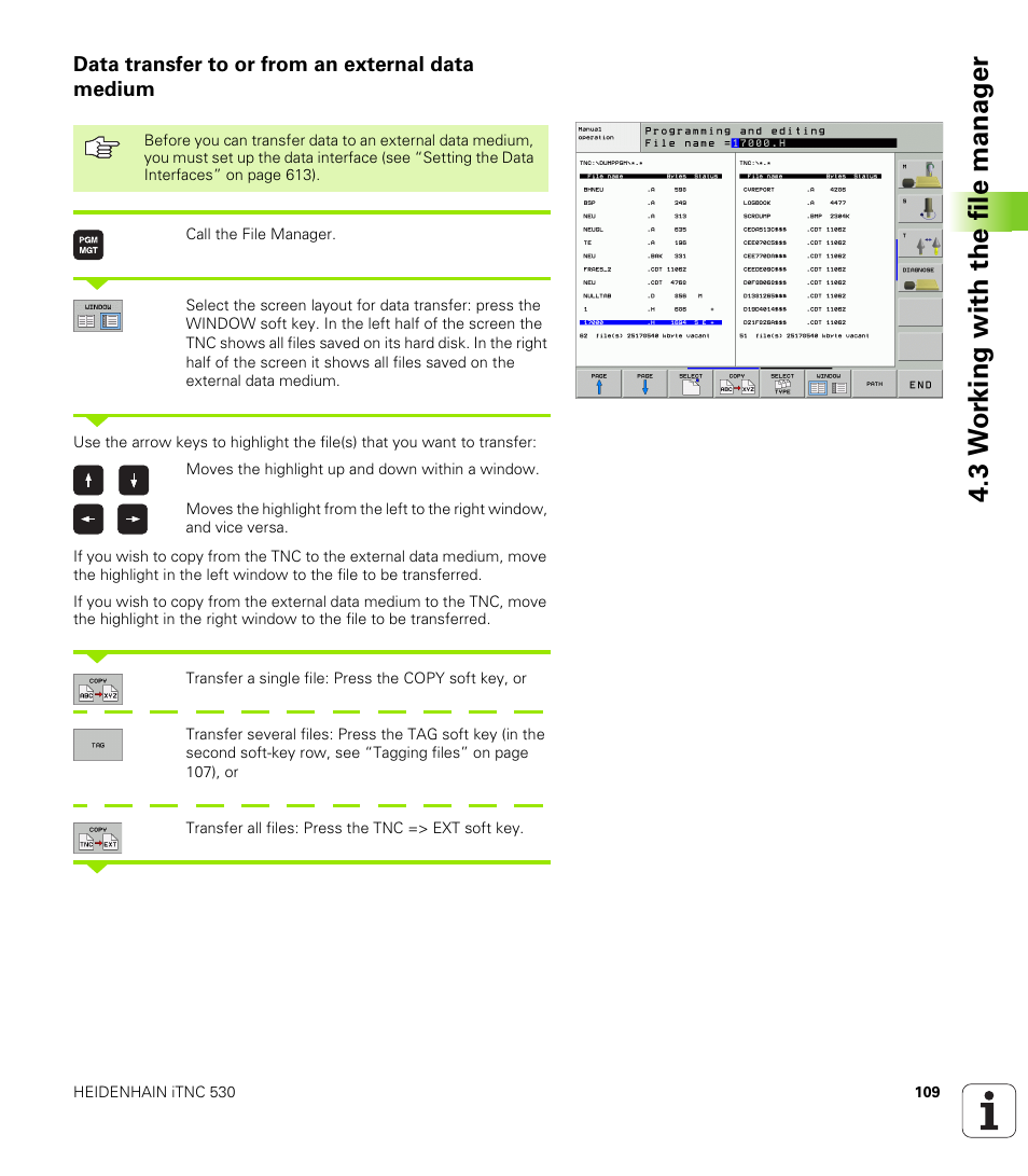 Data transfer to or from an external data medium, 3 w o rk ing with the file manag e r | HEIDENHAIN iTNC 530 (340 49x-02) User Manual | Page 109 / 689