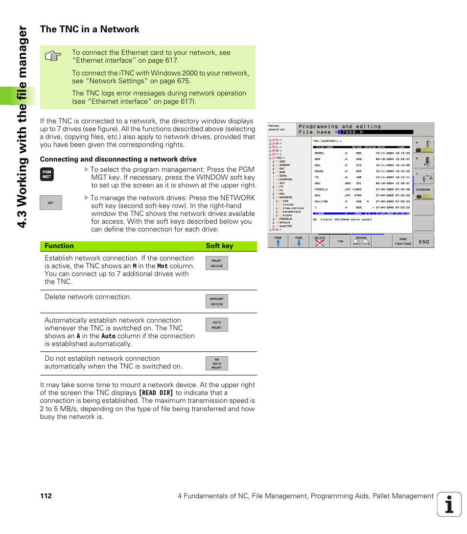 The tnc in a network, 3 w o rk ing with the file manag e r | HEIDENHAIN iTNC 530 (340 49x-02) User Manual | Page 112 / 689
