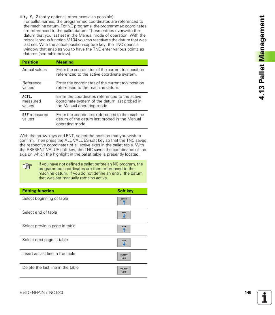 13 p a llet manag e ment | HEIDENHAIN iTNC 530 (340 49x-02) User Manual | Page 145 / 689