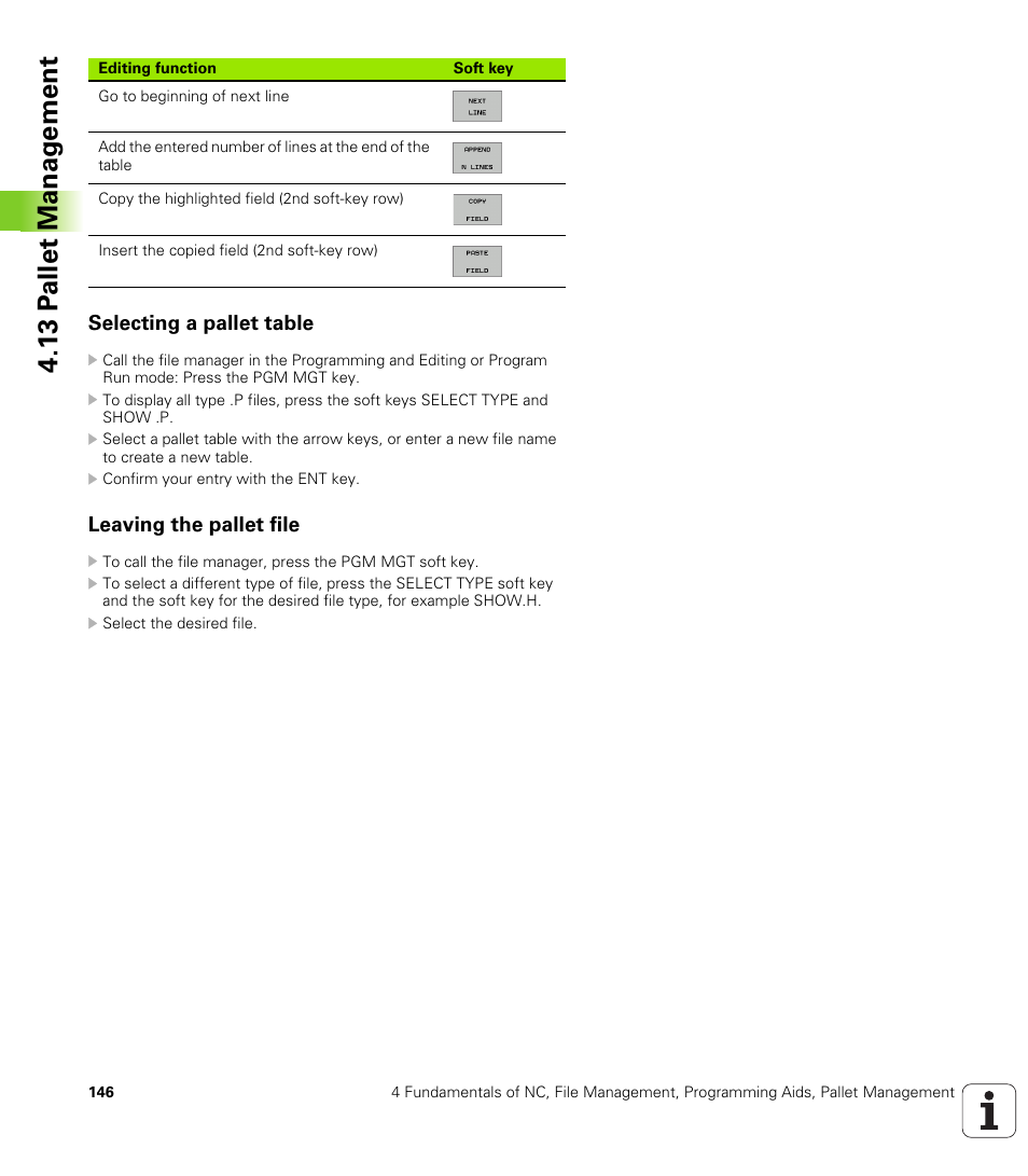 Selecting a pallet table, Leaving the pallet file, 13 p a llet manag e ment | HEIDENHAIN iTNC 530 (340 49x-02) User Manual | Page 146 / 689