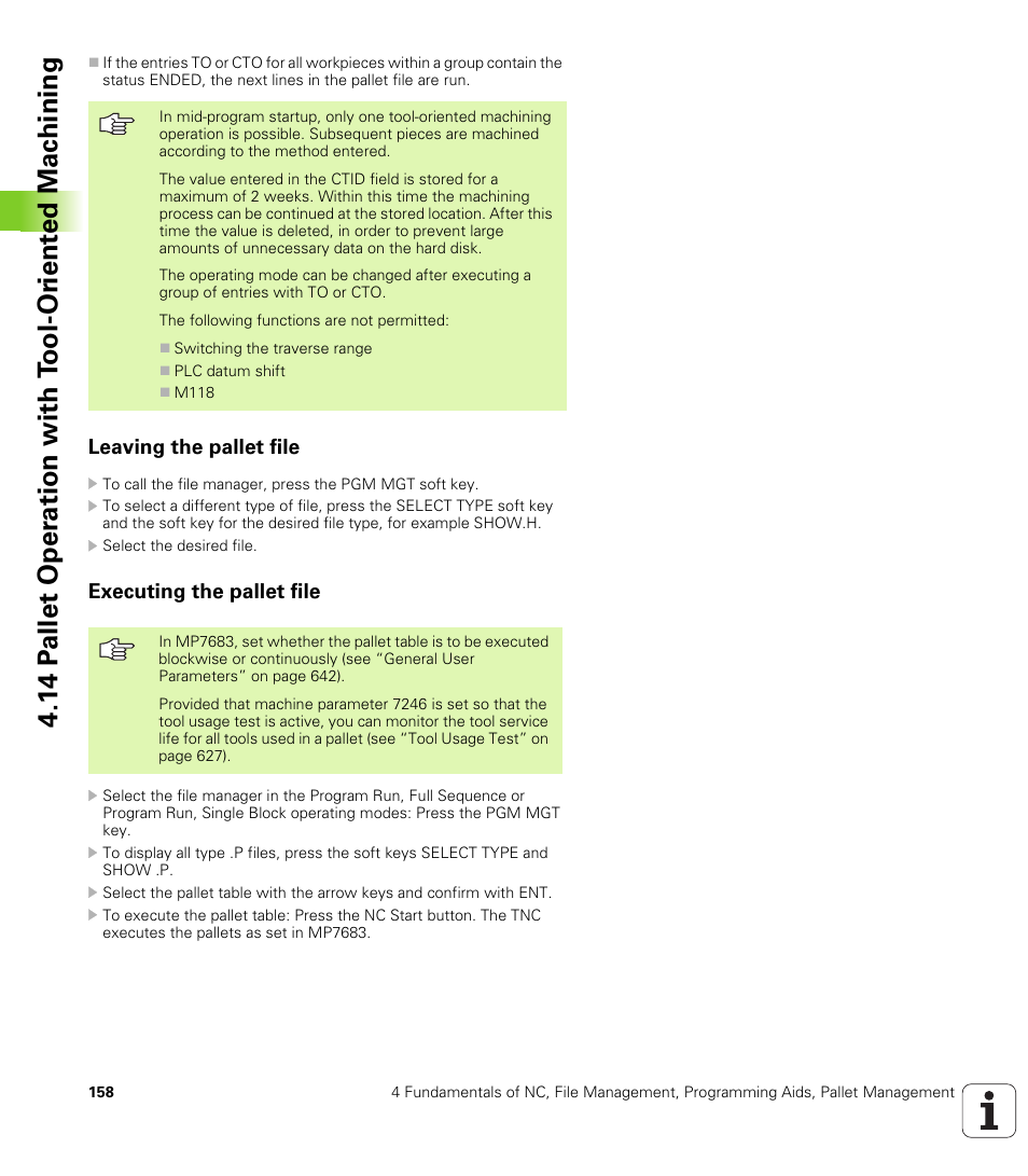 Leaving the pallet file, Executing the pallet file | HEIDENHAIN iTNC 530 (340 49x-02) User Manual | Page 158 / 689