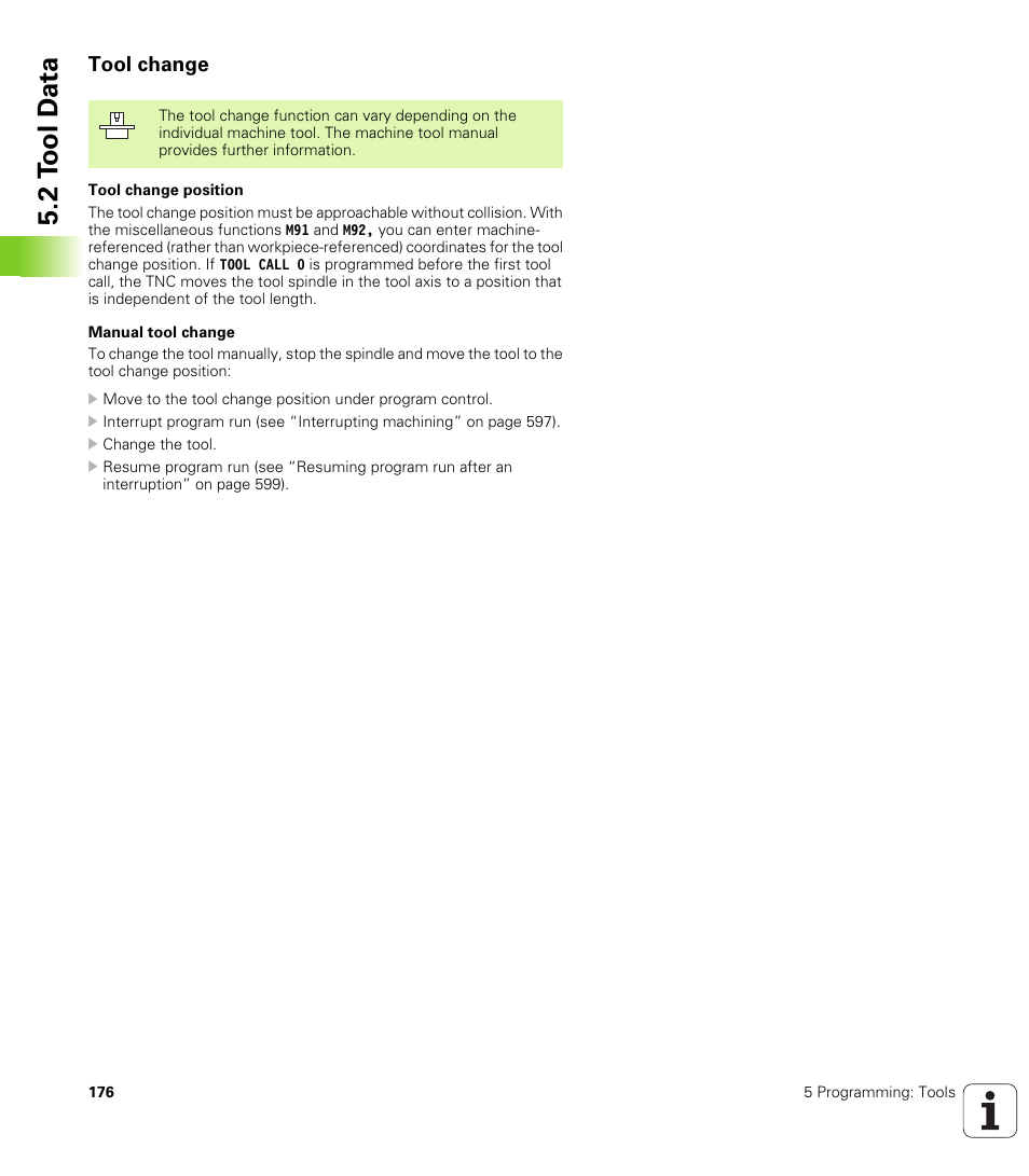 Tool change, 2 t ool d a ta | HEIDENHAIN iTNC 530 (340 49x-02) User Manual | Page 176 / 689
