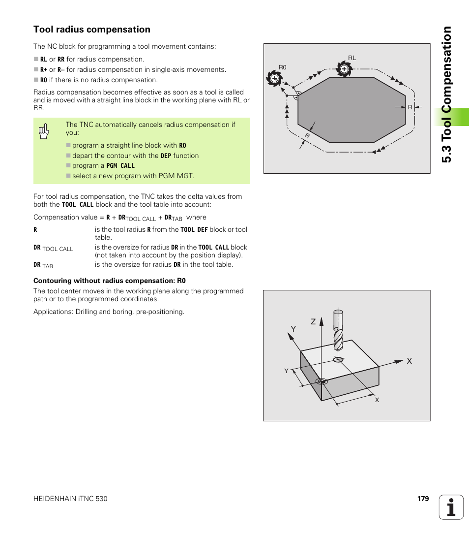Tool radius compensation, 3 t ool compensation | HEIDENHAIN iTNC 530 (340 49x-02) User Manual | Page 179 / 689