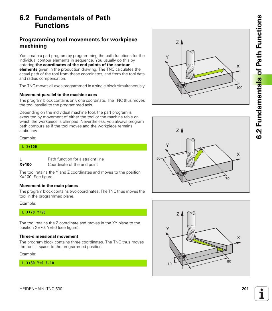 2 fundamentals of path functions, Programming tool movements for workpiece machining | HEIDENHAIN iTNC 530 (340 49x-02) User Manual | Page 201 / 689