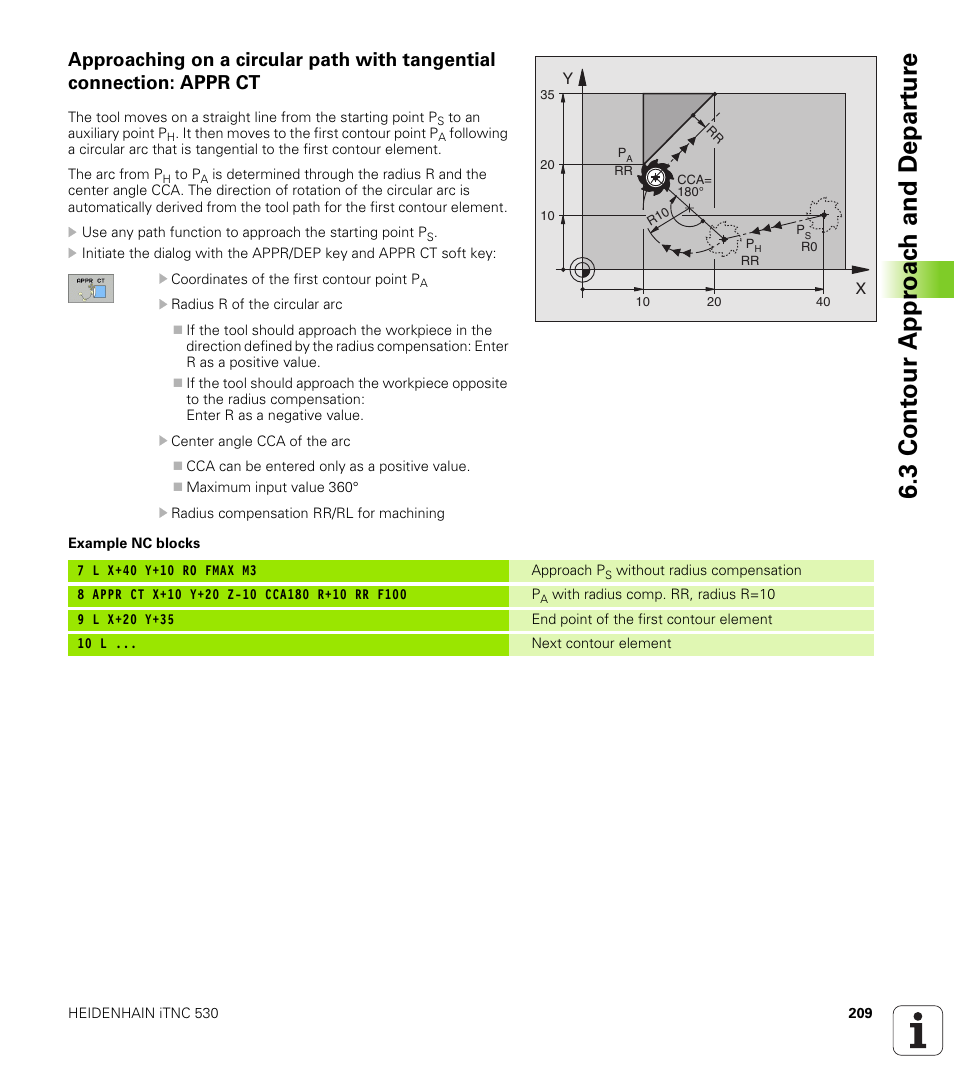 3 cont our appr oac h and depar tur e | HEIDENHAIN iTNC 530 (340 49x-02) User Manual | Page 209 / 689