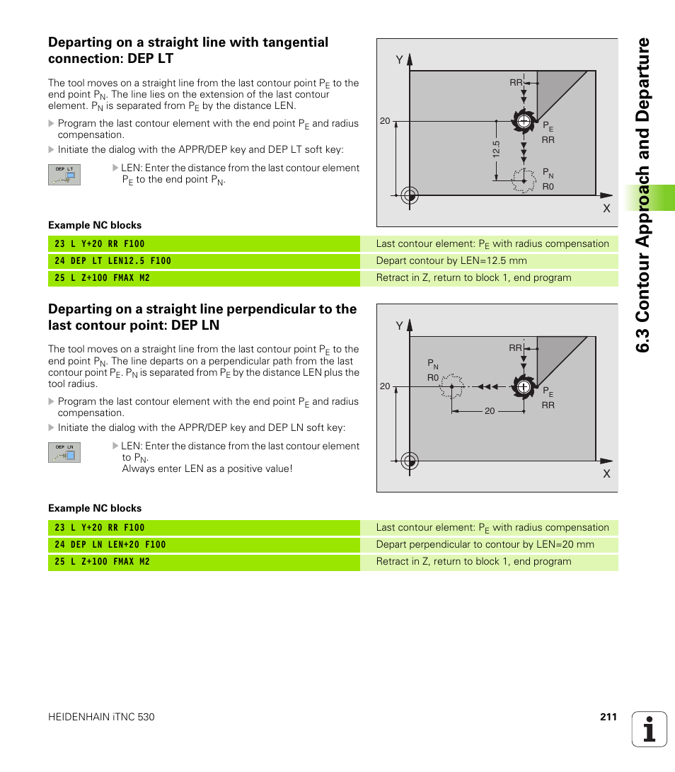 3 cont our appr oac h and depar tur e | HEIDENHAIN iTNC 530 (340 49x-02) User Manual | Page 211 / 689