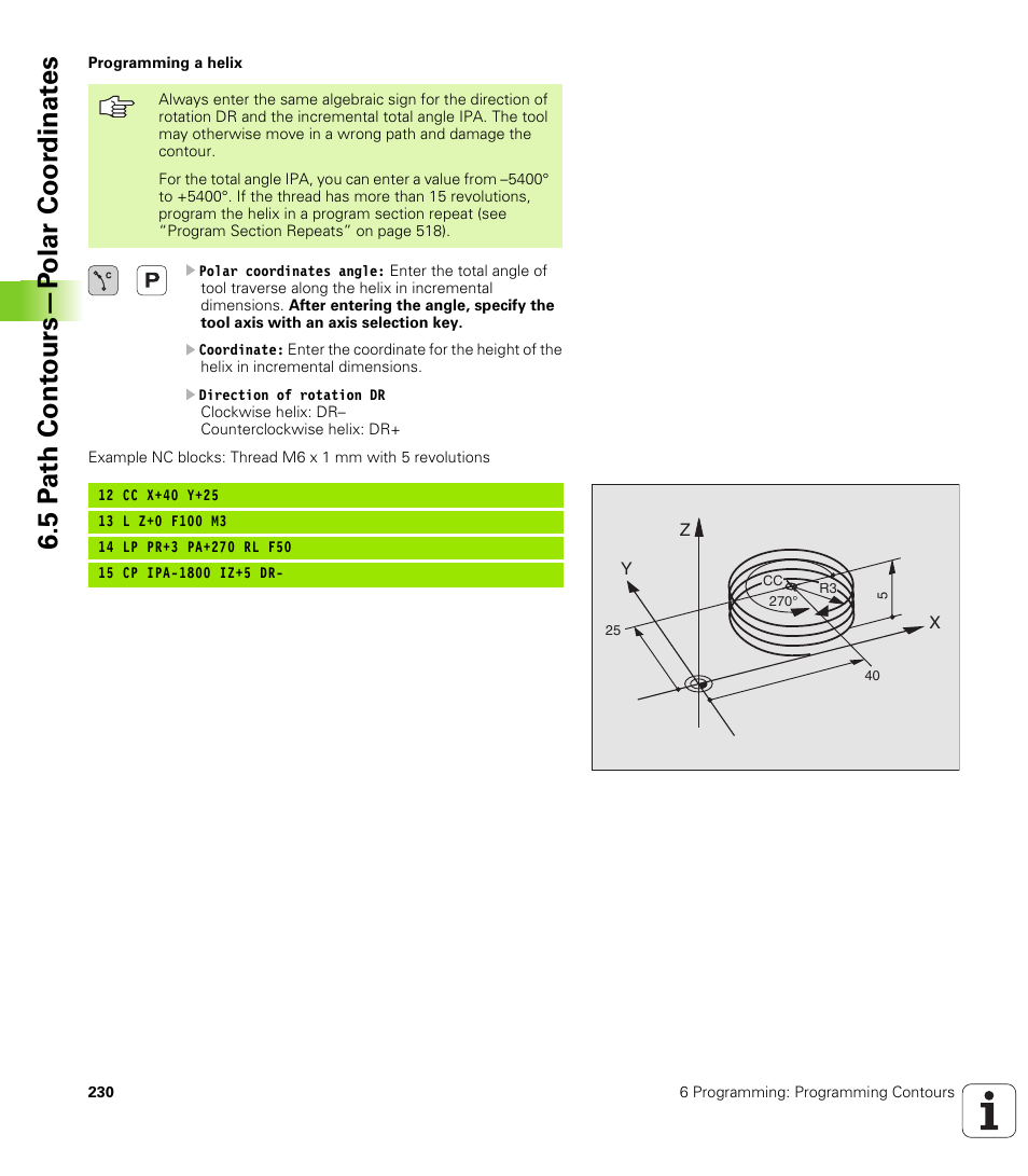 5 p a th cont ours—p o lar coor dinat e s | HEIDENHAIN iTNC 530 (340 49x-02) User Manual | Page 230 / 689