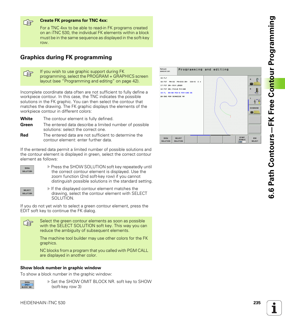 Graphics during fk programming | HEIDENHAIN iTNC 530 (340 49x-02) User Manual | Page 235 / 689