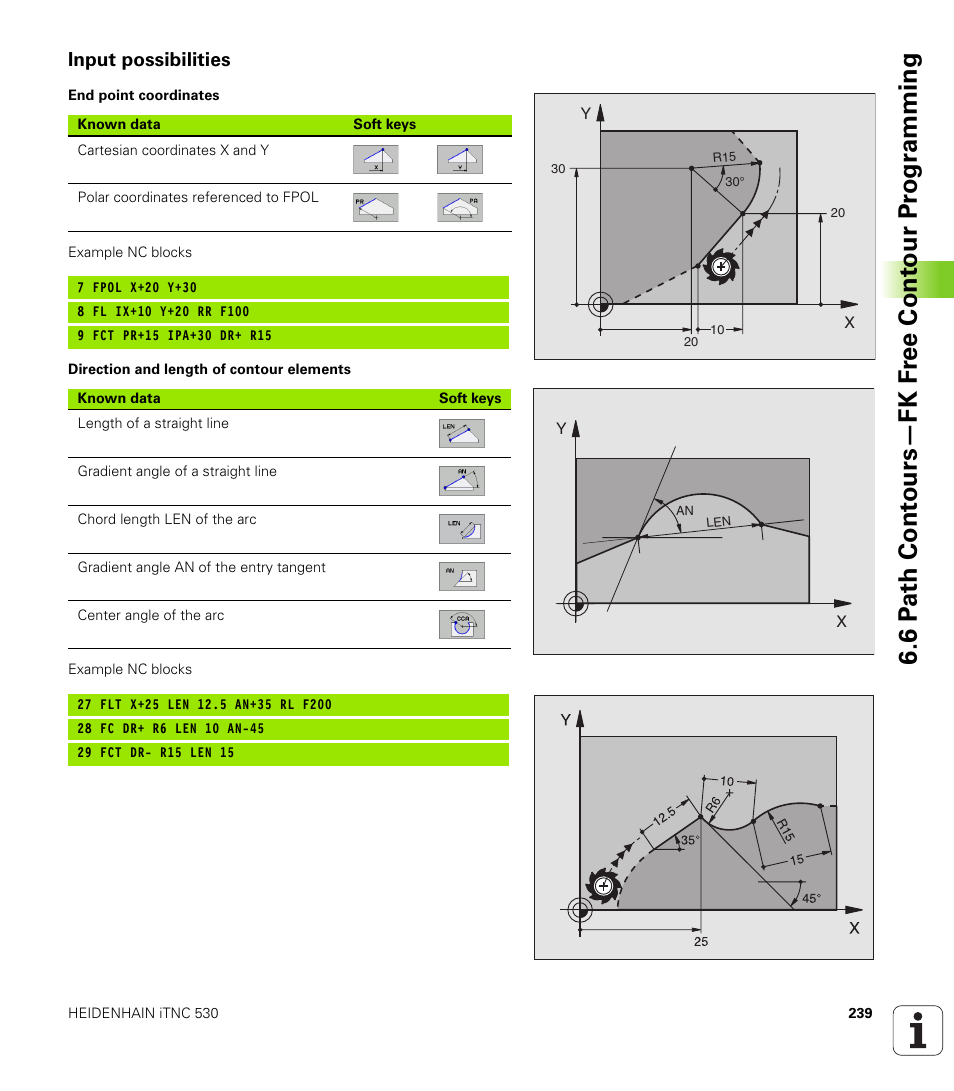 Input possibilities | HEIDENHAIN iTNC 530 (340 49x-02) User Manual | Page 239 / 689
