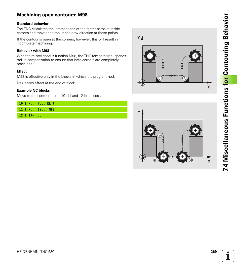 Machining open contours: m98 | HEIDENHAIN iTNC 530 (340 49x-02) User Manual | Page 269 / 689