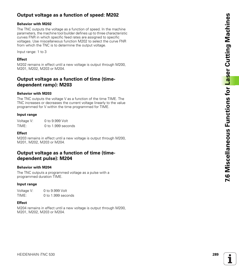 Output voltage as a function of speed: m202 | HEIDENHAIN iTNC 530 (340 49x-02) User Manual | Page 289 / 689