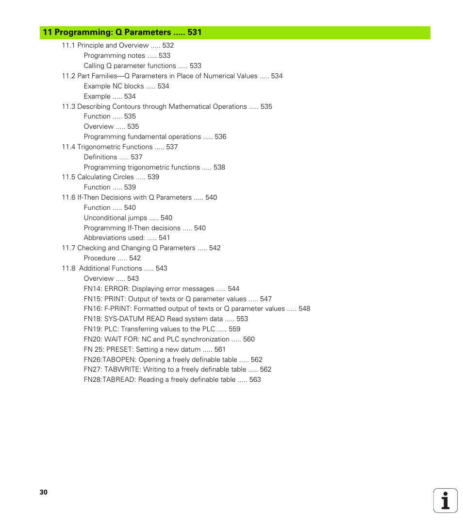 11 programming: q parameters, Programming: q parameters | HEIDENHAIN iTNC 530 (340 49x-02) User Manual | Page 30 / 689