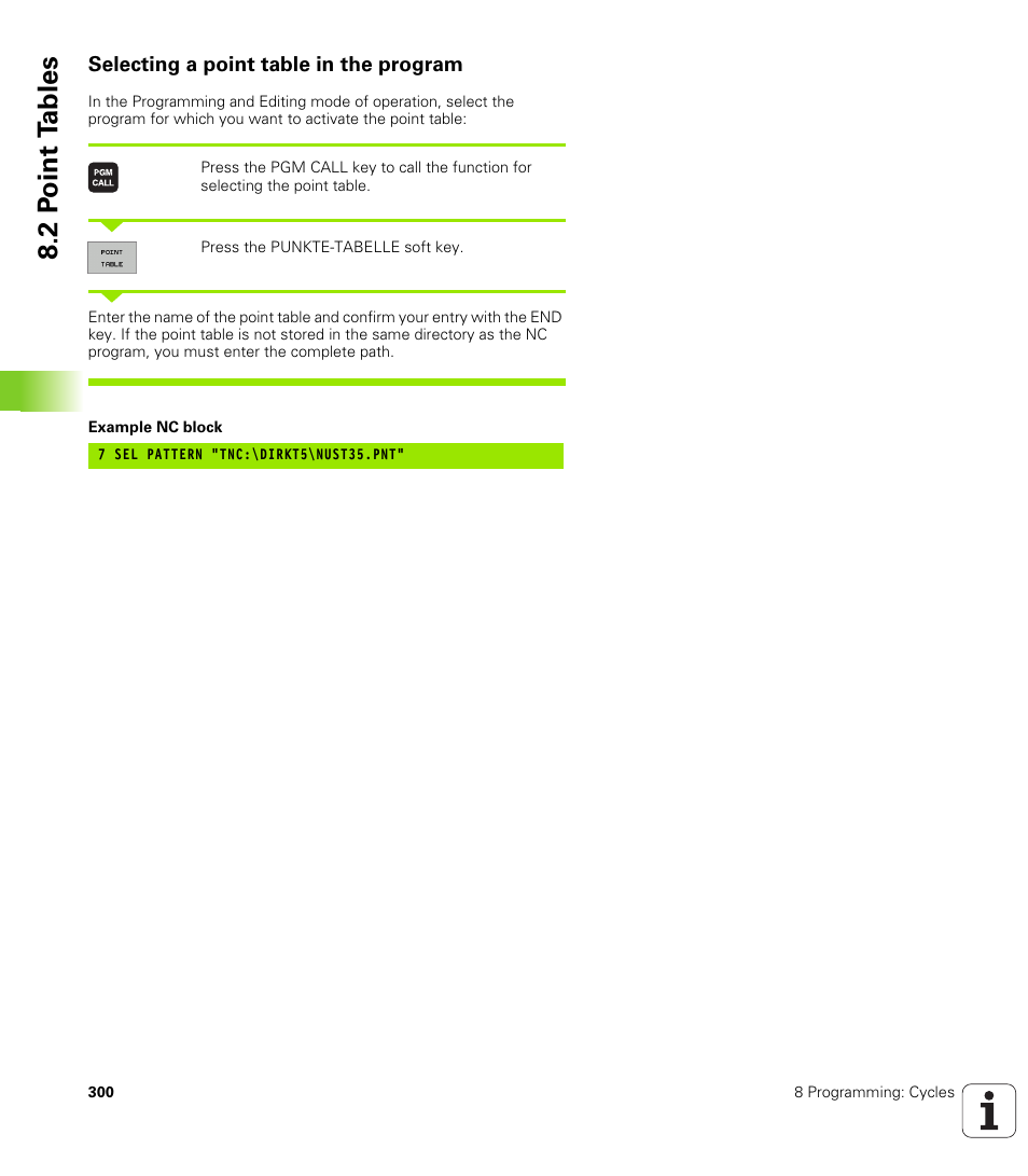 Selecting a point table in the program, 2 p o int t a bles | HEIDENHAIN iTNC 530 (340 49x-02) User Manual | Page 300 / 689