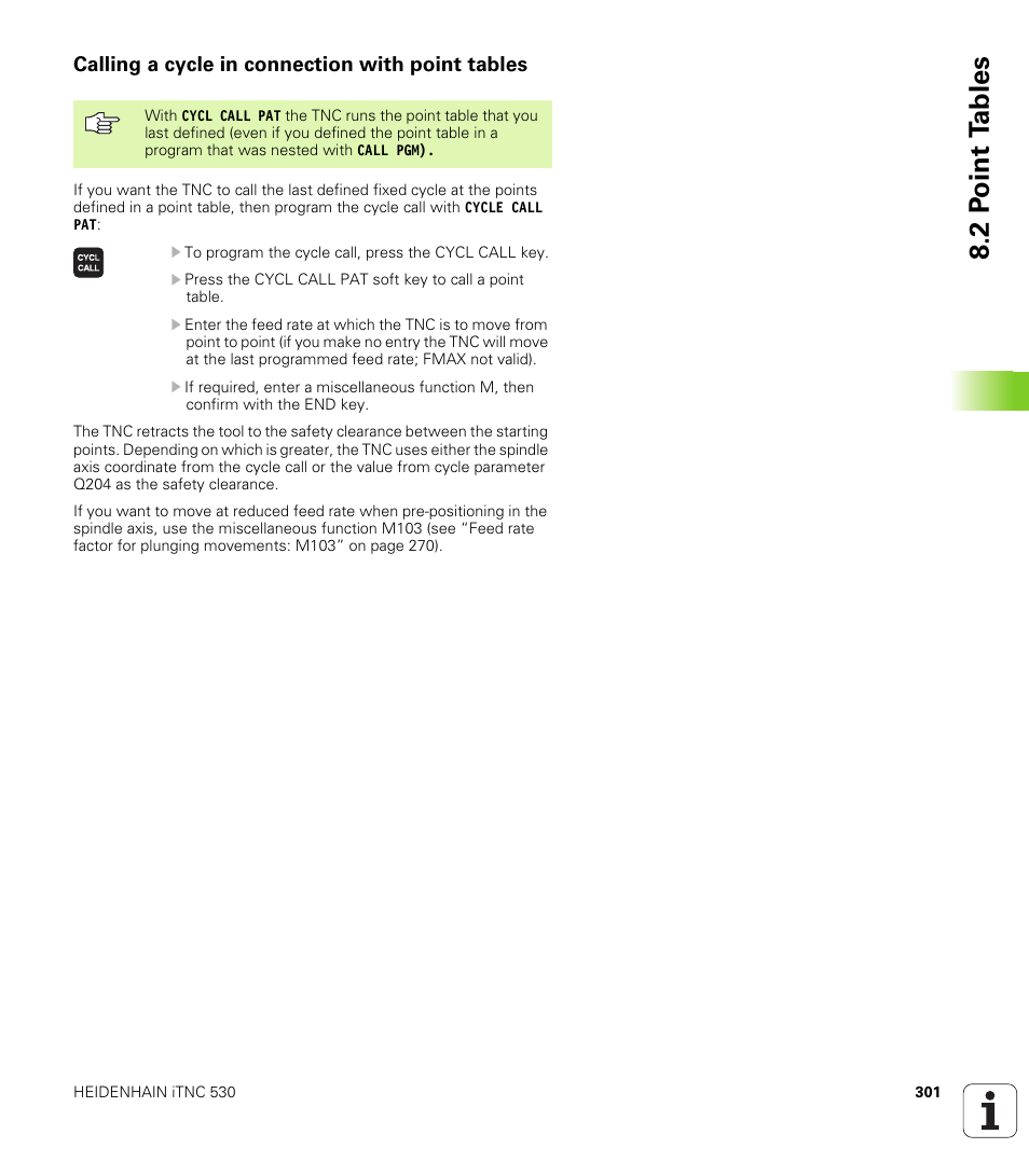 Calling a cycle in connection with point tables, 2 p o int t a bles | HEIDENHAIN iTNC 530 (340 49x-02) User Manual | Page 301 / 689