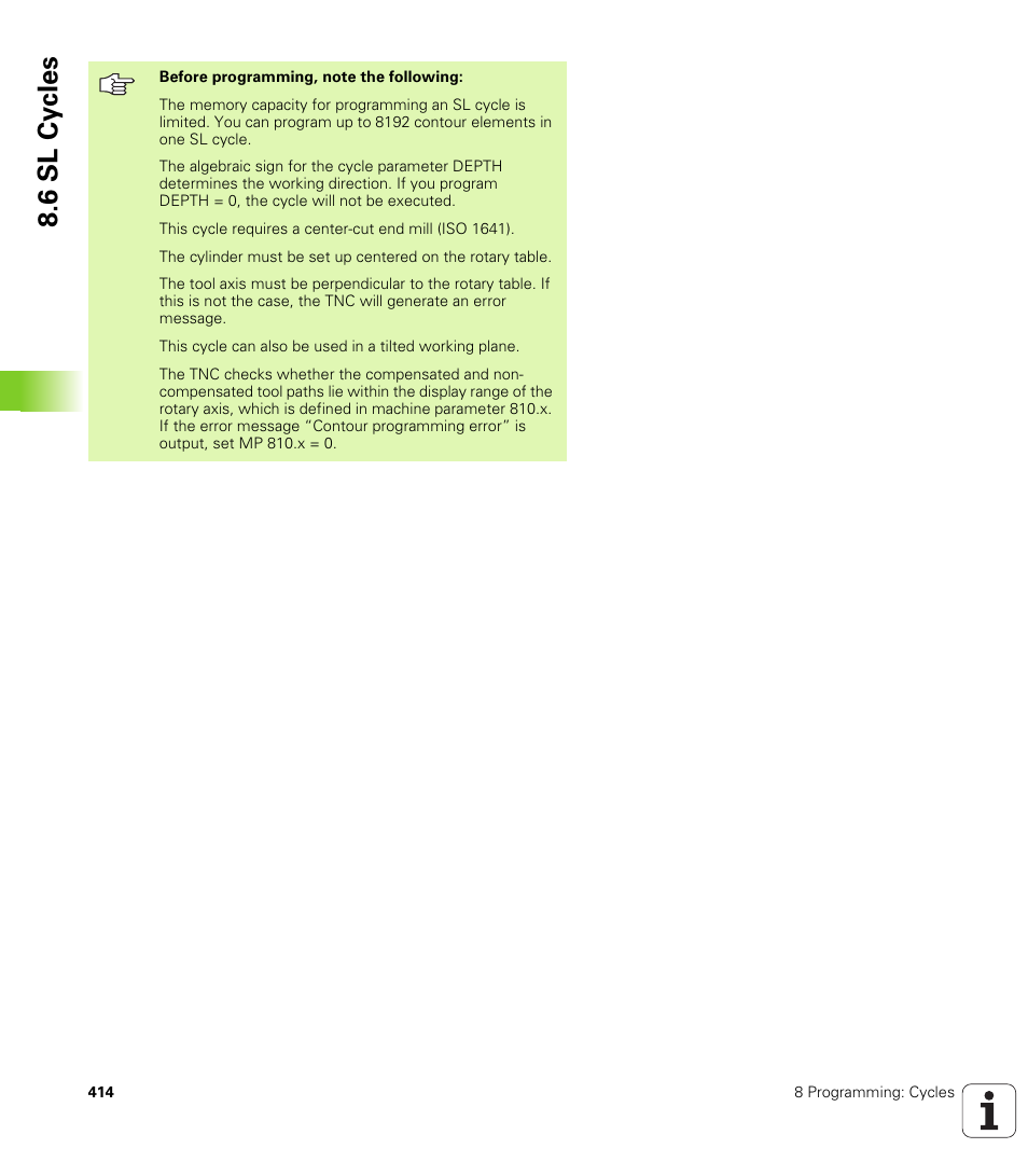 6 sl cy cles | HEIDENHAIN iTNC 530 (340 49x-02) User Manual | Page 414 / 689