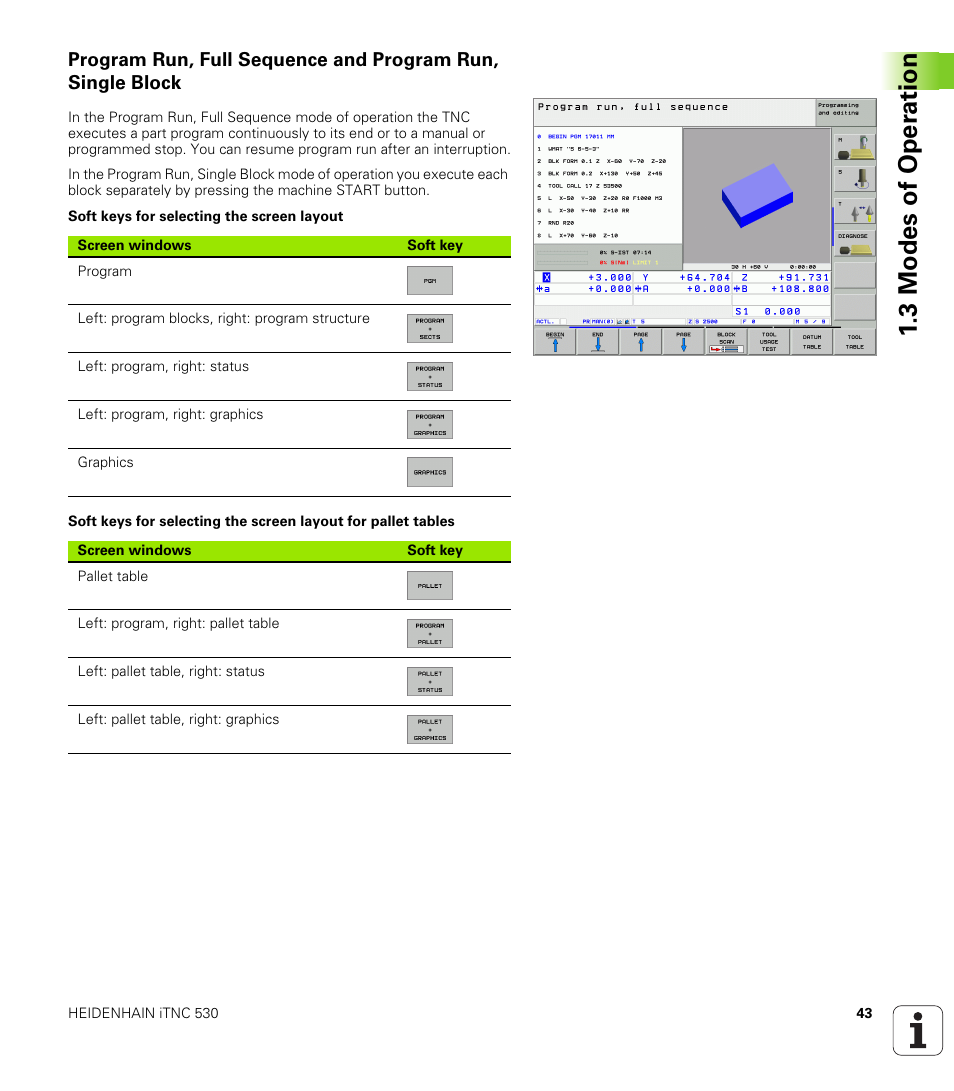 3 modes of oper ation | HEIDENHAIN iTNC 530 (340 49x-02) User Manual | Page 43 / 689