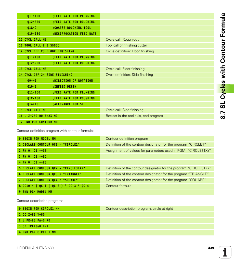 7 sl cy cles with cont our f o rm ula | HEIDENHAIN iTNC 530 (340 49x-02) User Manual | Page 439 / 689