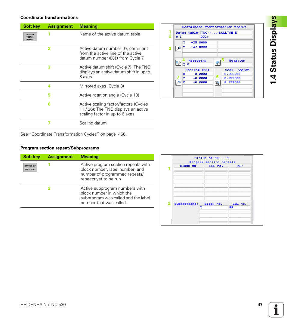 4 stat us displa ys | HEIDENHAIN iTNC 530 (340 49x-02) User Manual | Page 47 / 689