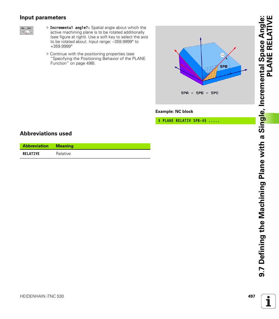Input parameters, Abbreviations used | HEIDENHAIN iTNC 530 (340 49x-02) User Manual | Page 497 / 689