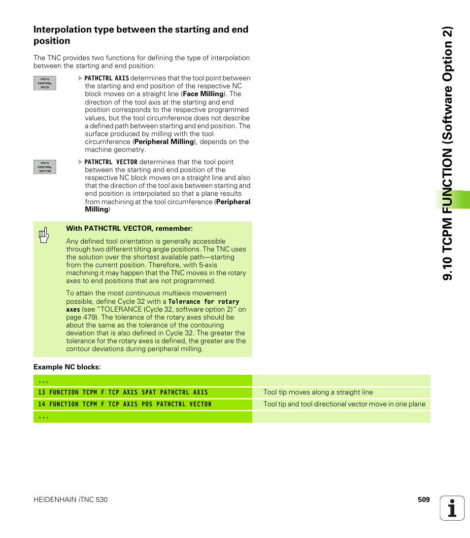 1 0 tcpm function (sof tw ar e o ption 2 ) | HEIDENHAIN iTNC 530 (340 49x-02) User Manual | Page 509 / 689