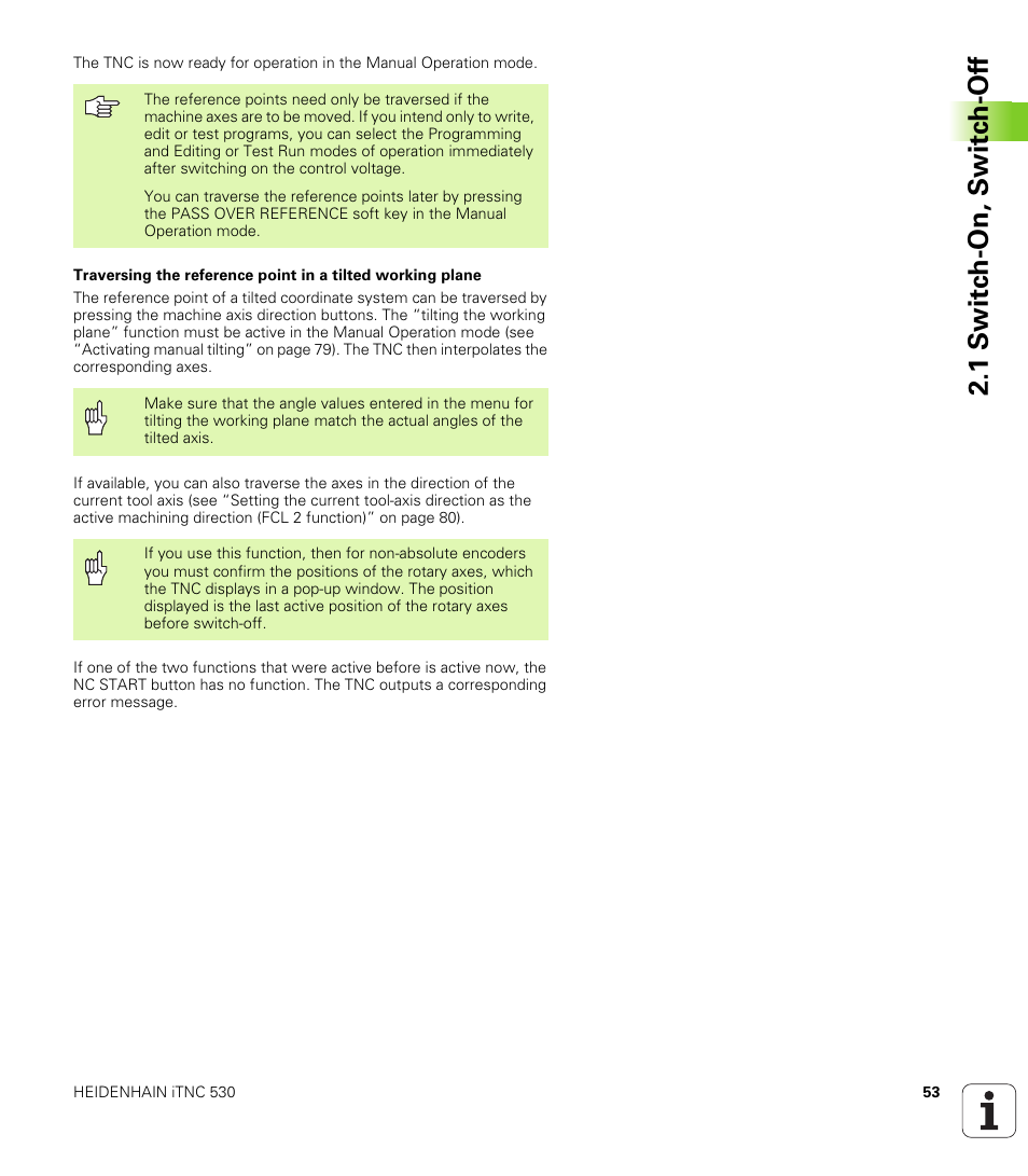 1 s w itc h -on, s w itc h -of f | HEIDENHAIN iTNC 530 (340 49x-02) User Manual | Page 53 / 689