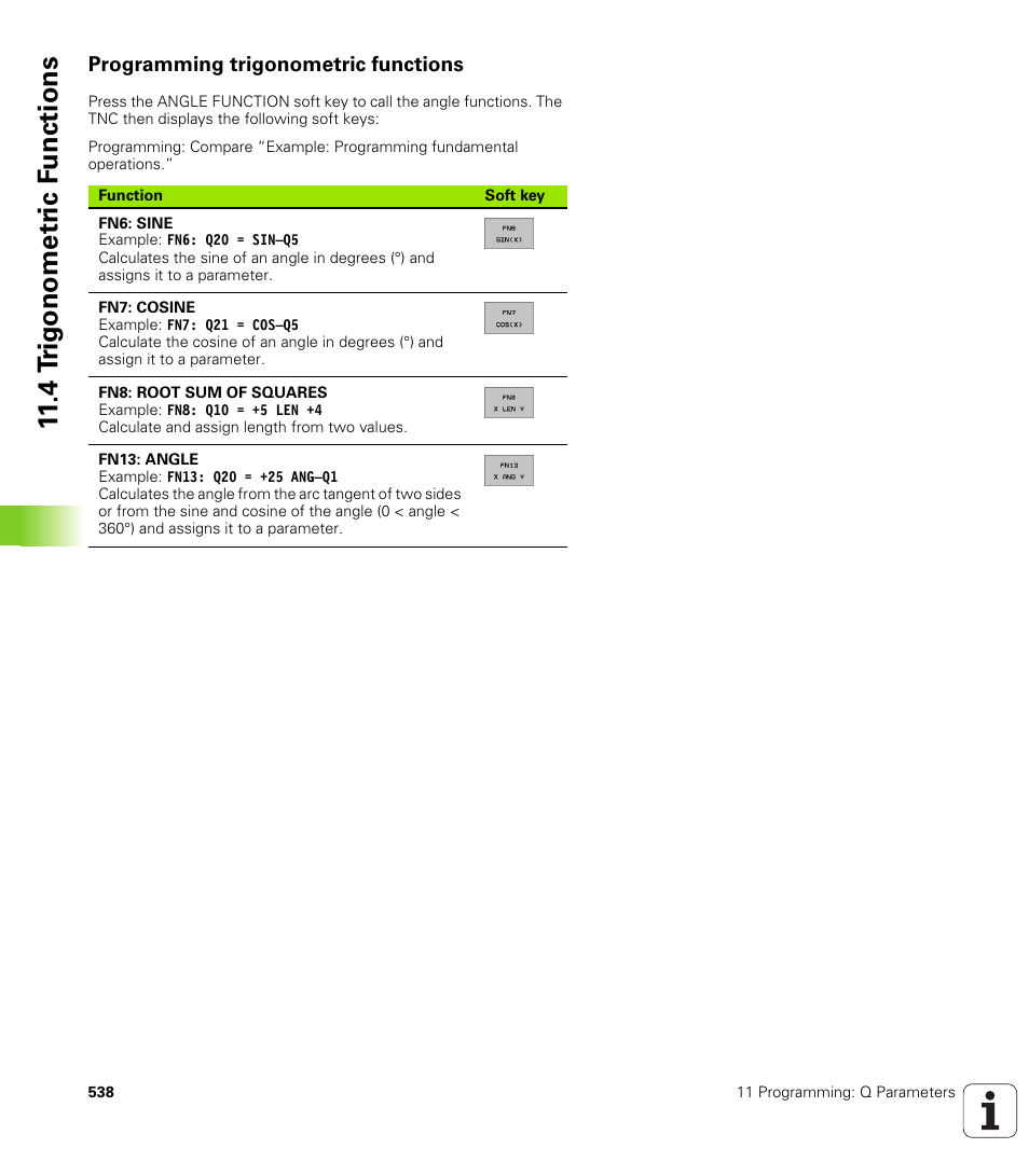 Programming trigonometric functions, 4 t rig onometr ic f unctions | HEIDENHAIN iTNC 530 (340 49x-02) User Manual | Page 538 / 689