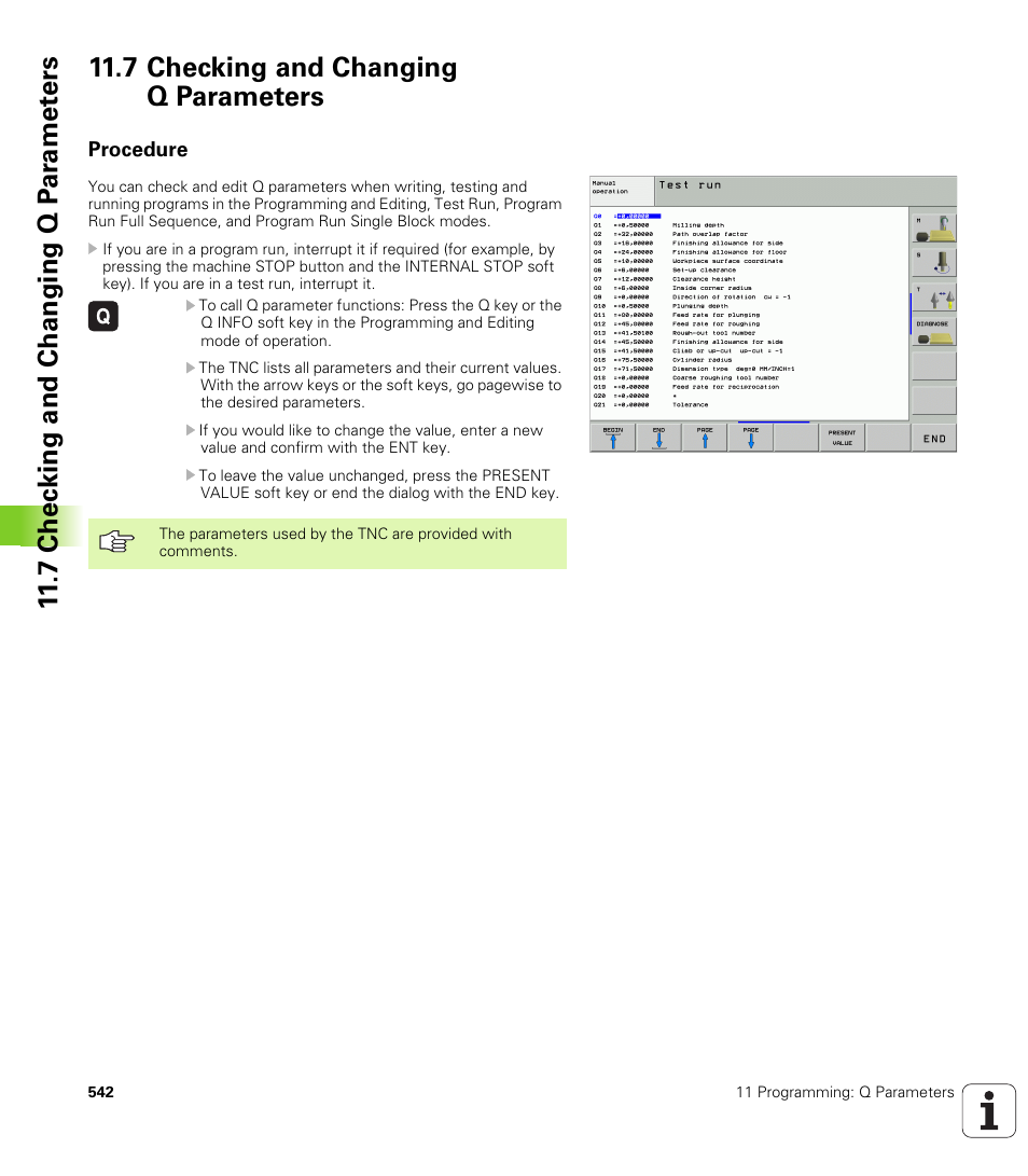 7 checking and changing q parameters, Procedure | HEIDENHAIN iTNC 530 (340 49x-02) User Manual | Page 542 / 689