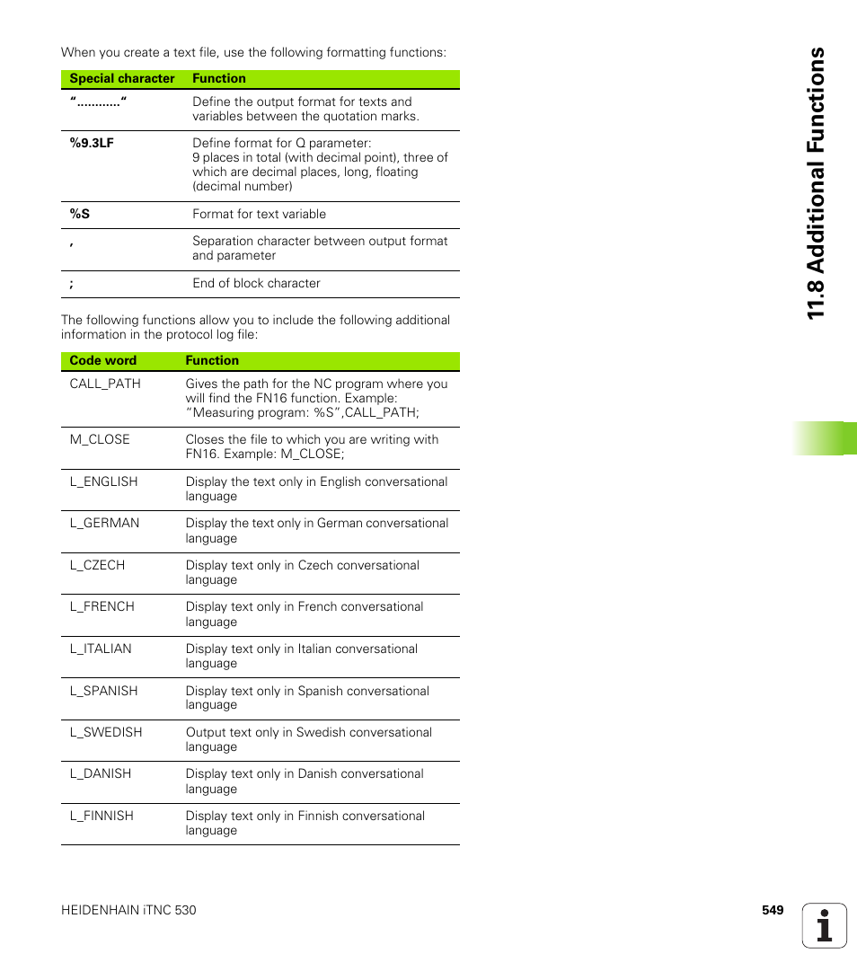 8 a d ditional f unctions | HEIDENHAIN iTNC 530 (340 49x-02) User Manual | Page 549 / 689