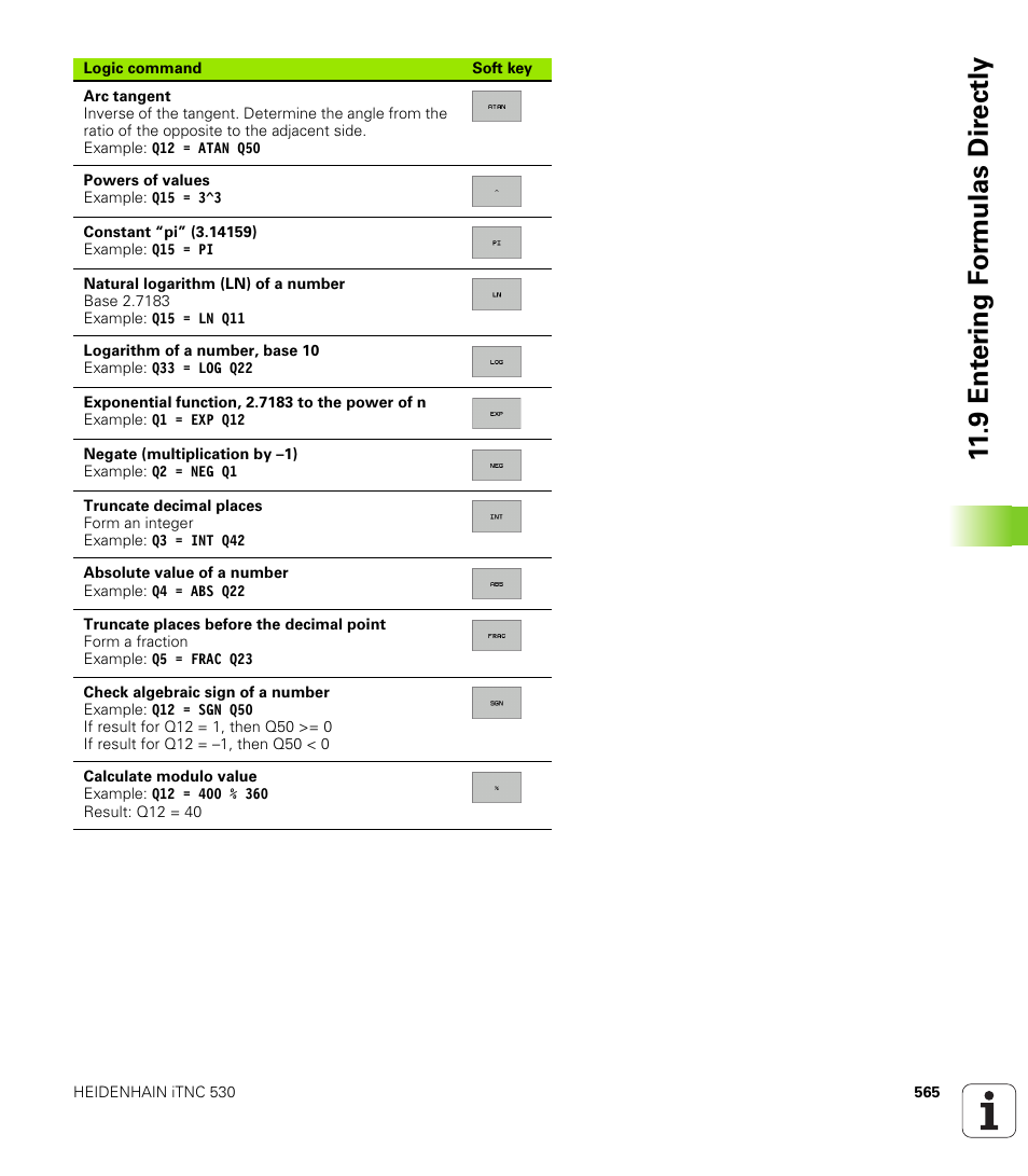 9 ent er ing f o rm ulas dir e ctly | HEIDENHAIN iTNC 530 (340 49x-02) User Manual | Page 565 / 689