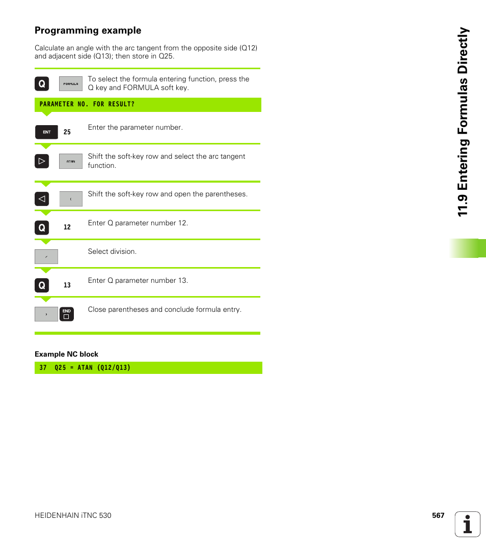 Programming example, 9 ent er ing f o rm ulas dir e ctly | HEIDENHAIN iTNC 530 (340 49x-02) User Manual | Page 567 / 689